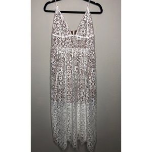 For Love & Lemons Botanic White Lace Midi Dress L